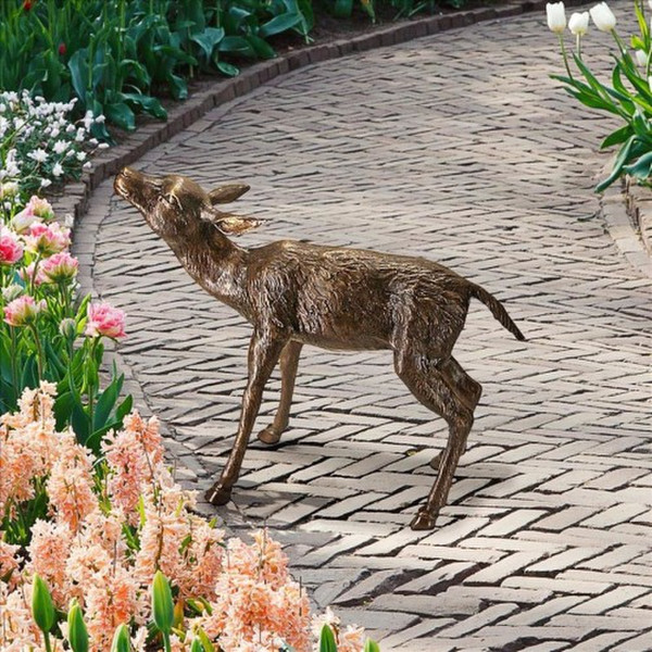 Standing Baby Fawn Deer Cast Bronze Garden Statue Life size sculptures